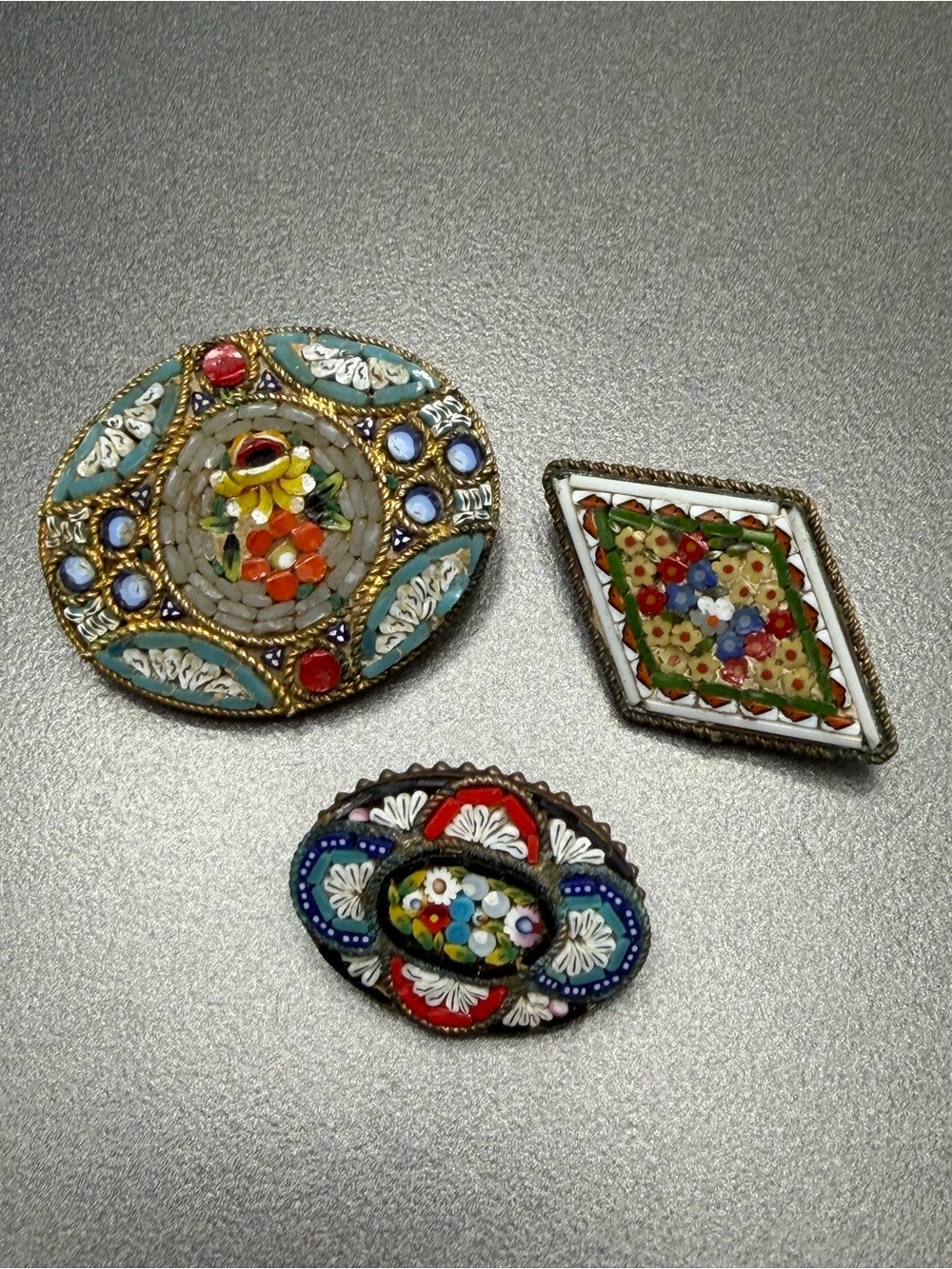 Vintage Floral Micro-Mosaic Brooches #39mo